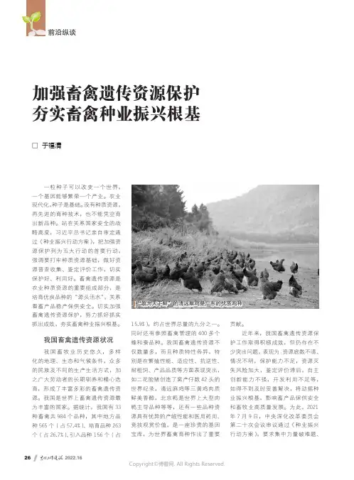 加强畜禽遗传资源保护 夯实畜禽种业振兴根基