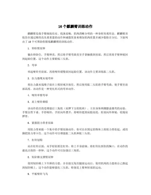 16个麒麟臂训练动作