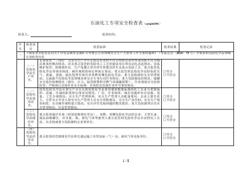 石油化工专项安全检查表
