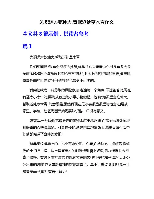 为识远方乾坤大,暂取近处草木青作文