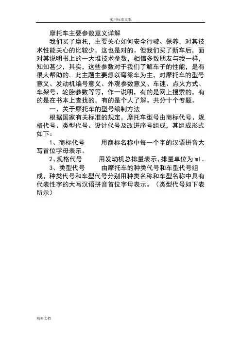 摩托车全参数