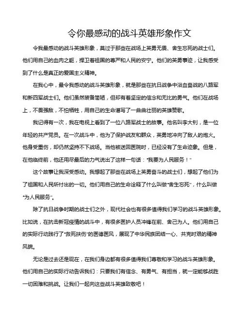 令你最感动的战斗英雄形象作文