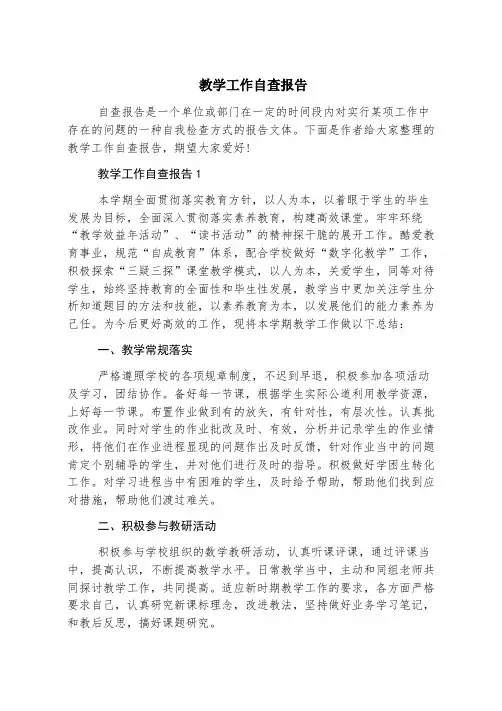 教学工作自查报告