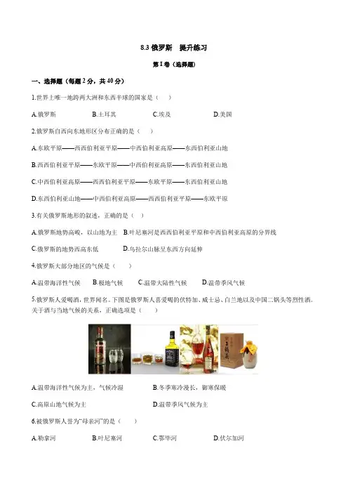 湘教版8.3俄罗斯提升练习题