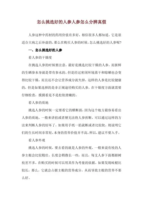 怎么挑选好的人参 人参怎么分辨真假