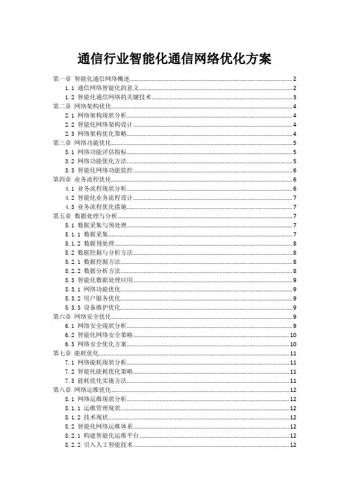 通信行业智能化通信网络优化方案