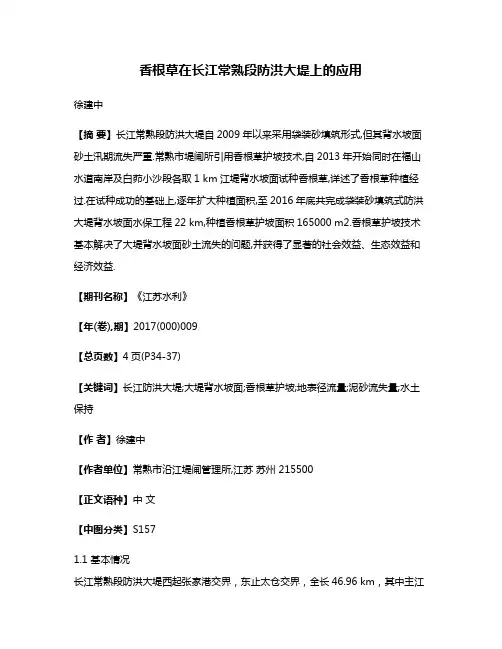 香根草在长江常熟段防洪大堤上的应用