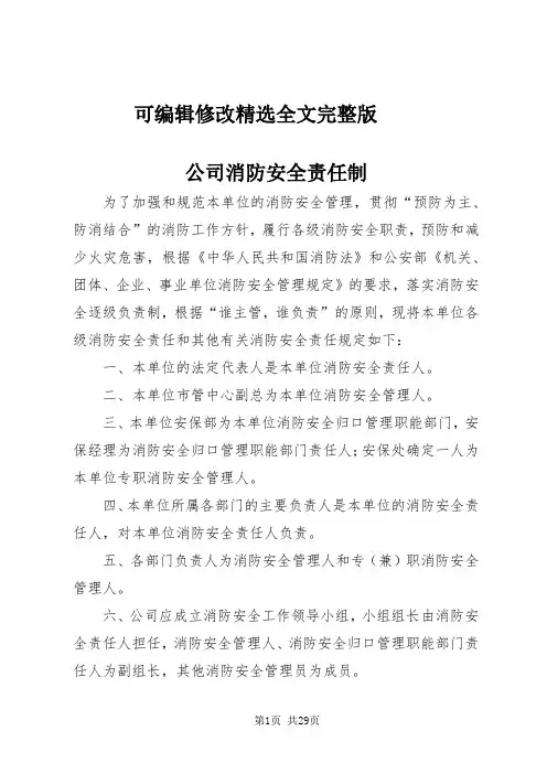 公司消防安全责任制精选全文