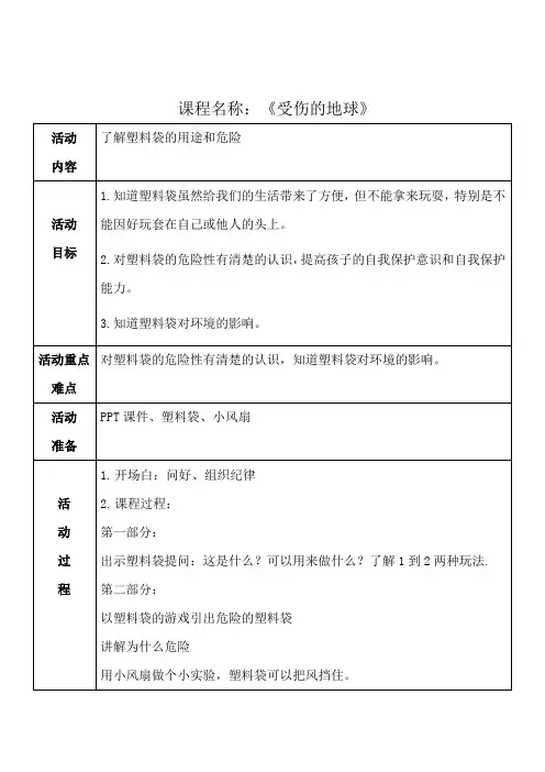安全课程名称：《受伤的地球》