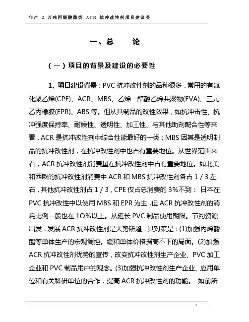 2万吨ACR抗冲改性剂项目建议书新