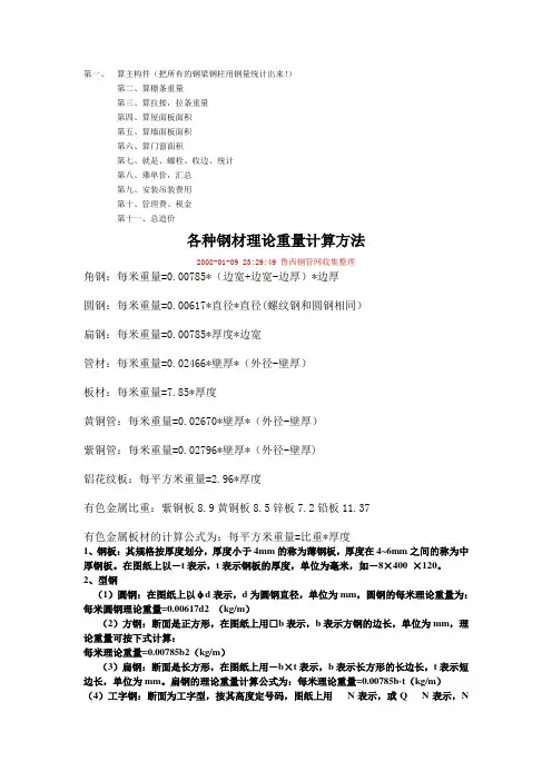 钢结构算量步骤