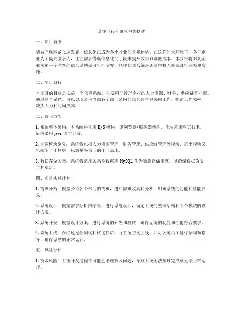 系统可行性研究报告格式