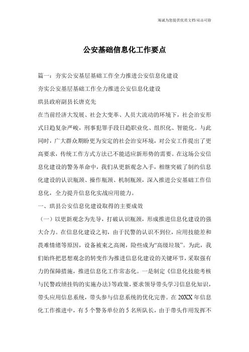 公安基础信息化工作要点