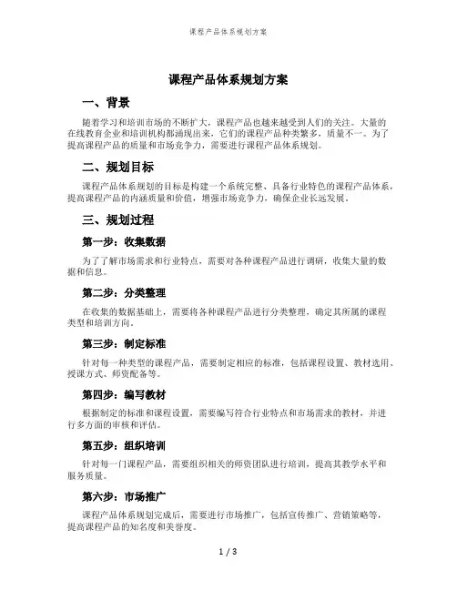 课程产品体系规划方案