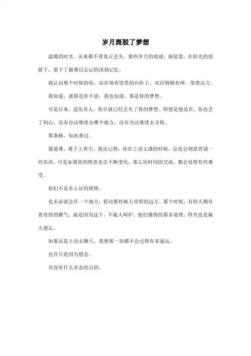 岁月斑驳了梦想_高中高一作文450字