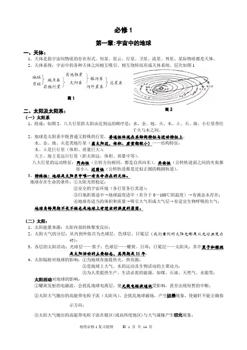 高一地理必修1复习提纲doc