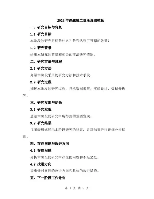 2024年课题第二阶段总结模板