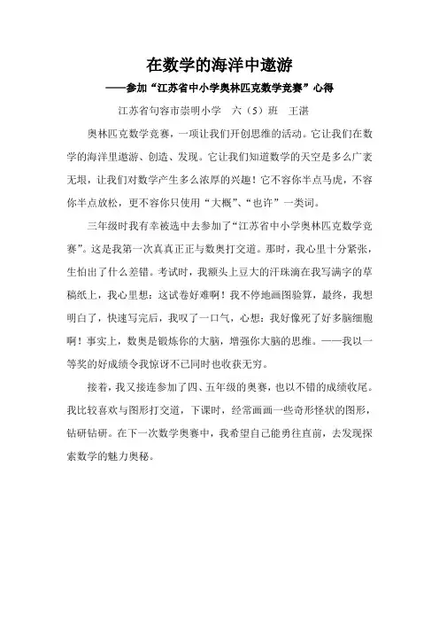 在数学的海洋中遨游