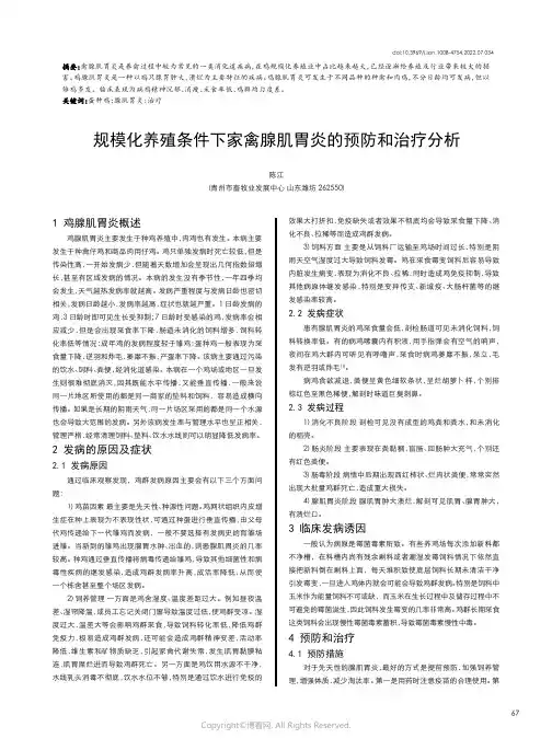 规模化养殖条件下家禽腺肌胃炎的预防和治疗分析