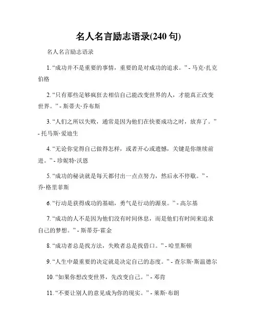 名人名言励志语录(240句)