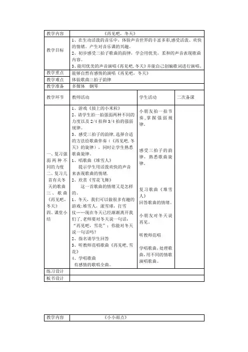 最新苏教版一年级音乐下册电子全册教案【范本模板】