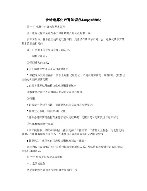 会计电算化必背知识点​