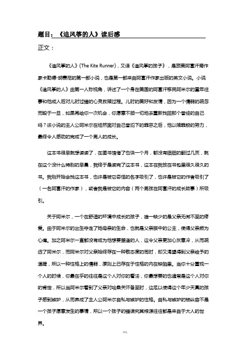 追风筝的人读后感
