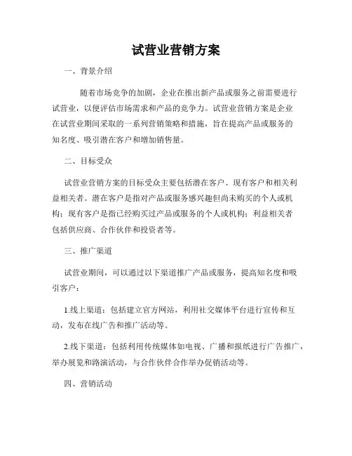 试营业营销方案