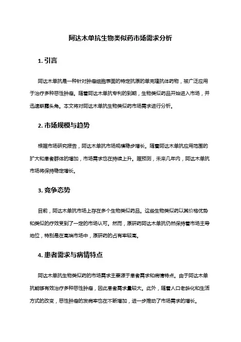 2024年阿达木单抗生物类似药市场需求分析