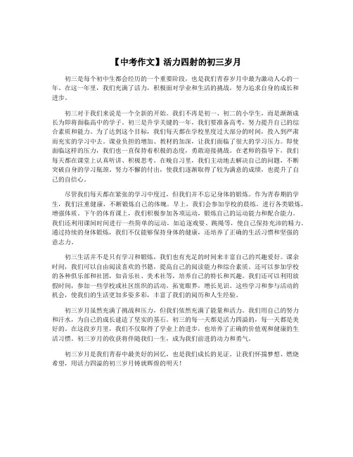 【中考作文】活力四射的初三岁月