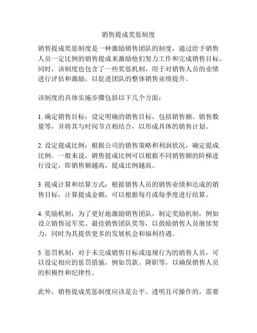 销售提成奖惩制度