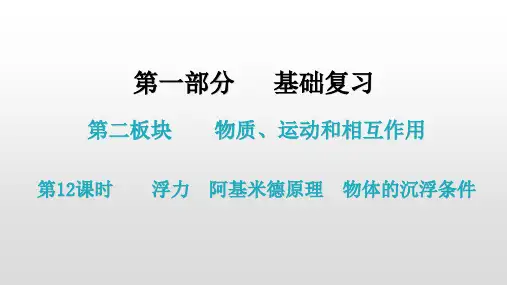 第12课时 浮力  阿基米德原理  物体的沉浮条件—2021年(广东)中考物理复习内文课件