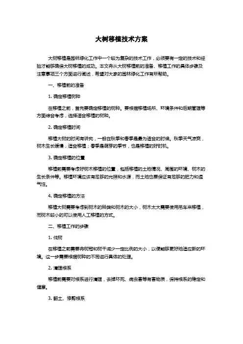 大树移植技术方案