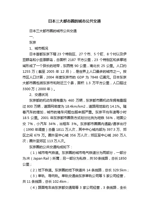 日本三大都市圈的城市公共交通