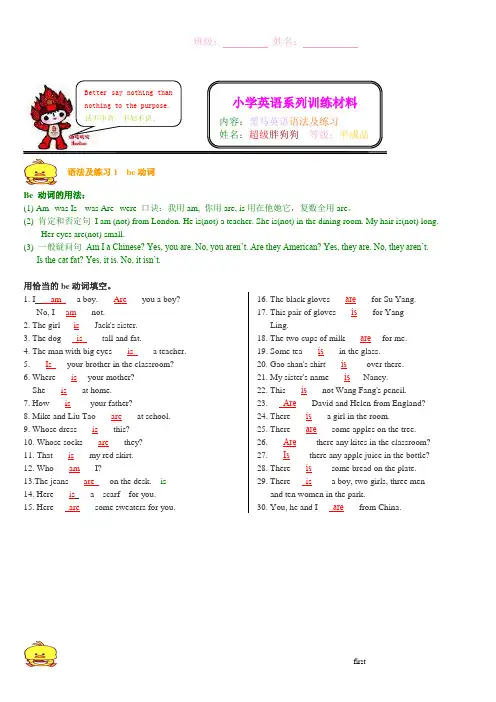 小学英语系列训练材料：语法及练习9份(附答案)