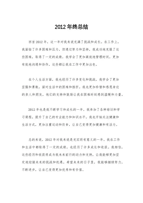 2012年终总结