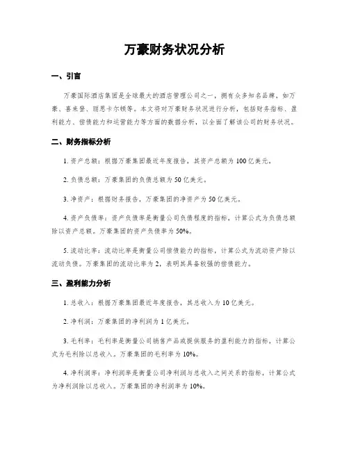 万豪财务状况分析