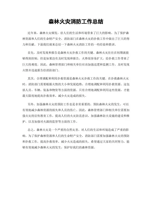 森林火灾消防工作总结