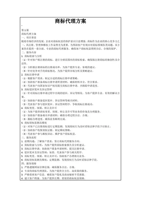商标代理方案