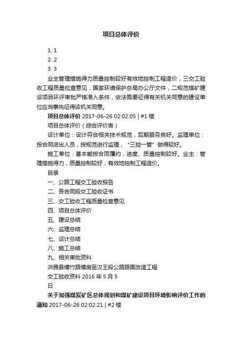 项目总体评价