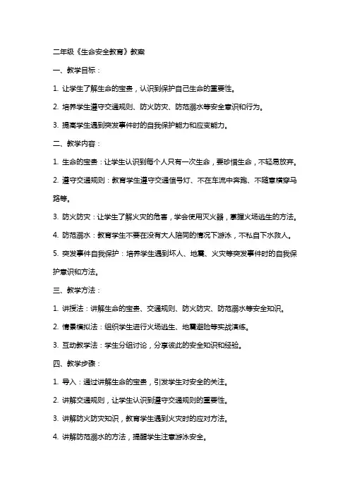 二年级《生命安全教育》教案