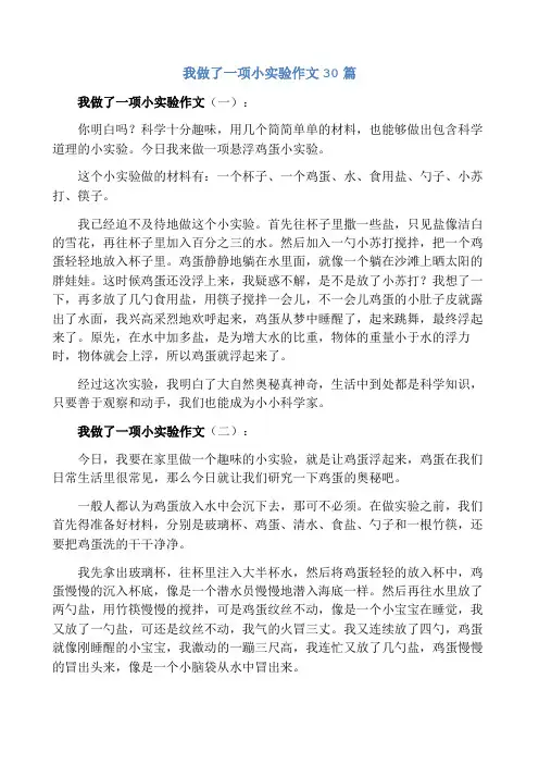 我做了一项小实验作文30篇