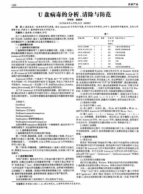 U盘病毒的分析、清除与防范