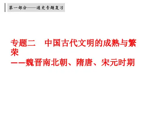 专题二  中国古代文明的繁荣与成熟：魏晋南北朝隋唐宋元