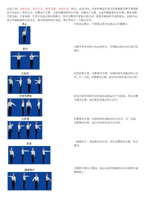 巧记 交警手势信号