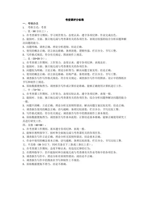 大学生调查报告评分细则