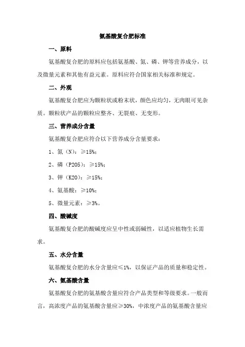 氨基酸复合肥标准