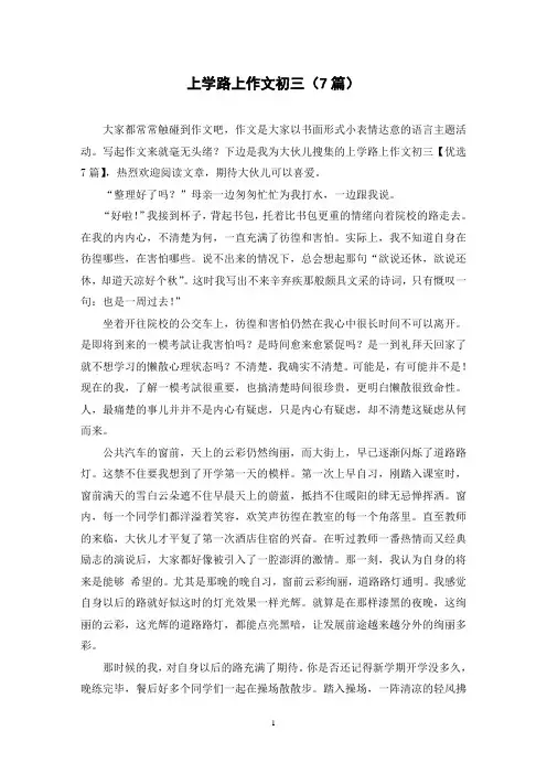 上学路上作文初三(7篇)