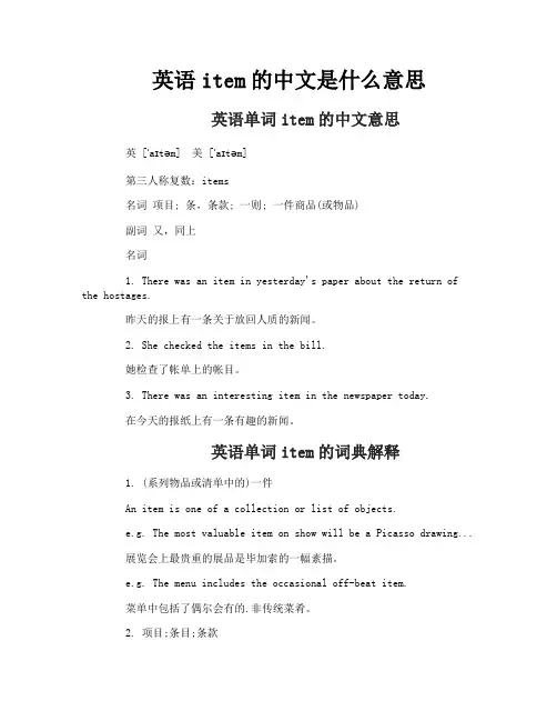 英语item的中文是什么意思
