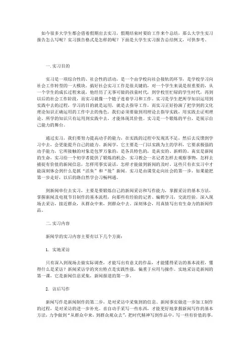 大学生实习报告总结例文 2